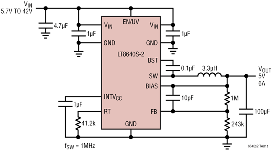 LT8643SEV-2#PBF/LT8643SHV-2#PBF超低噪聲開關同步降壓穩壓器